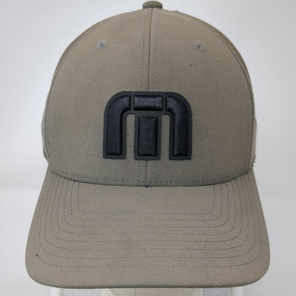 TravisMathew Snapback Beige OSFM Flexfit 110 Rubber Logo Performance Golf Hat