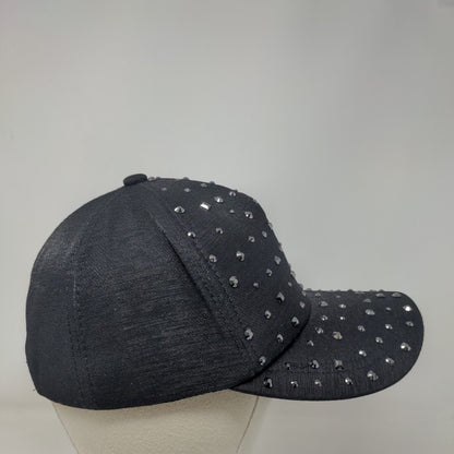 Studded Bling Snapback Hat Black One Size Adjustable Embellished