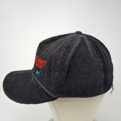 Black Corduroy 5 Panel Hat Freight Agency Billings MT Rope USA Embroidered OS
