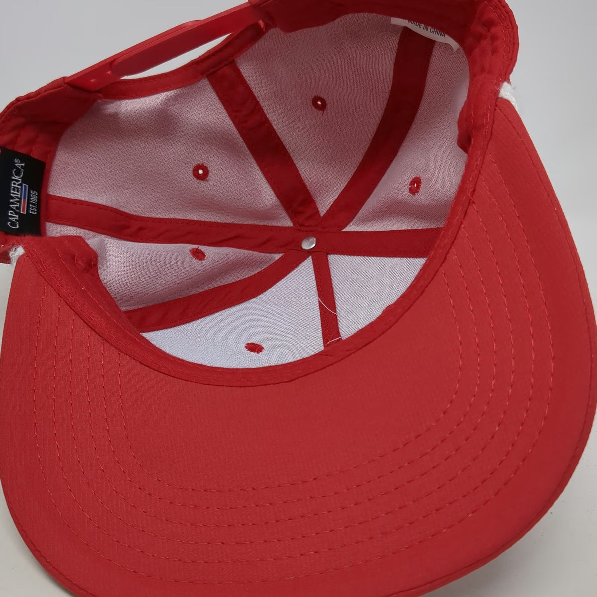 Cap America 5 Panel Red White One Size Rope Brim Snapback Polyester Logo Hat