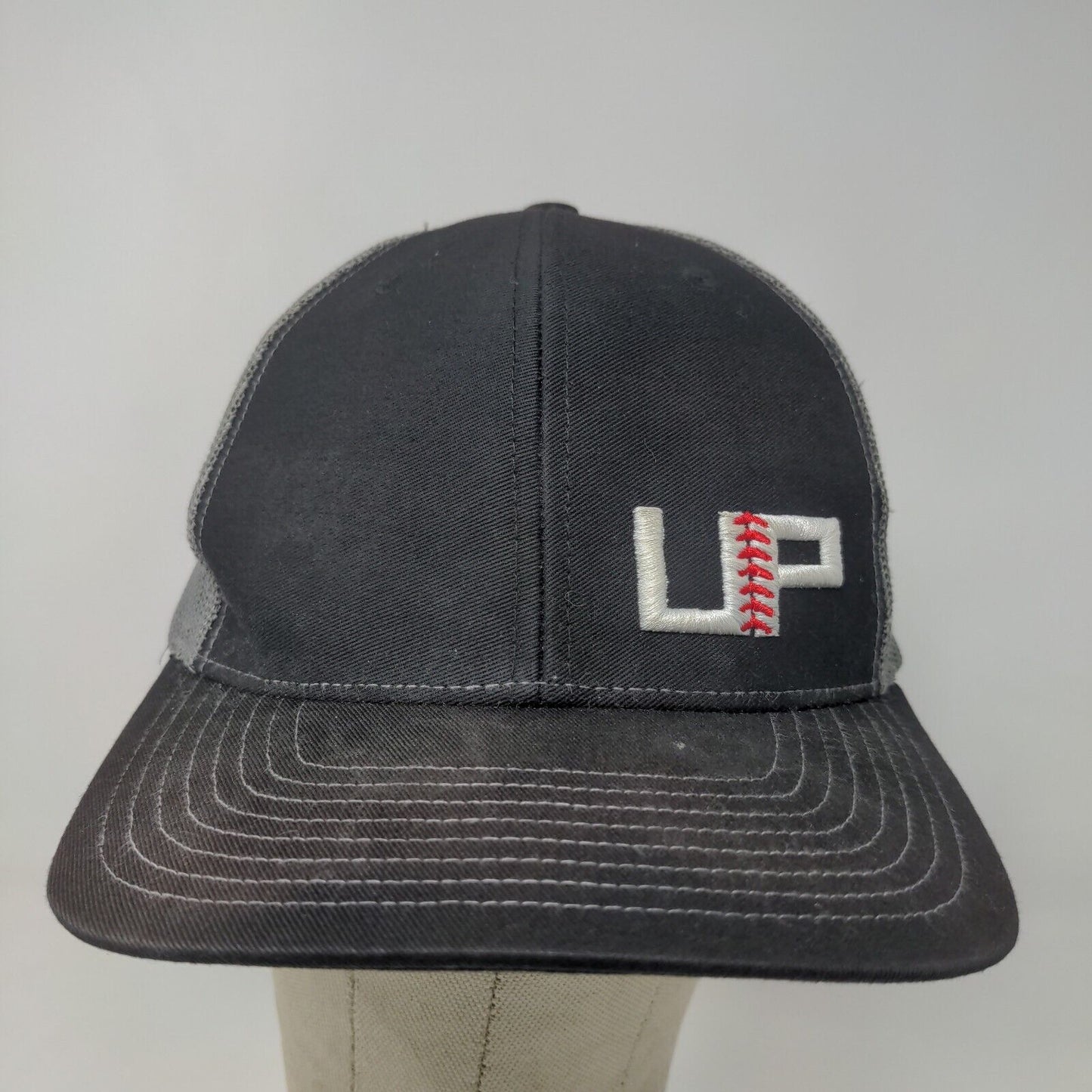 Richardson Men's Snapback Mesh Back Hat Black Gray Embroidered UP Logo #112