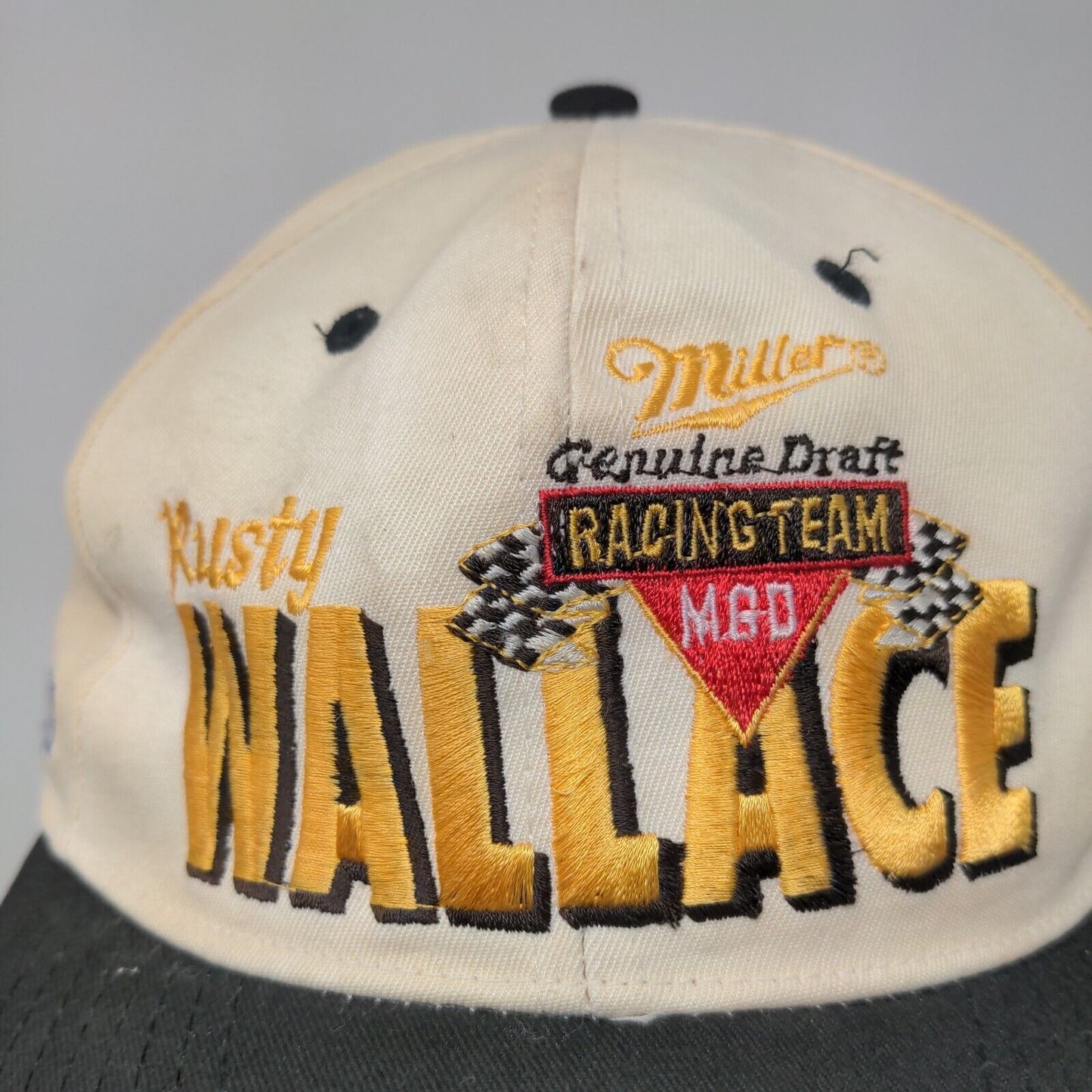 Rusty Wallace Men's Snapback Hat Tan OSFA Embroidered #2 Miller Draft Team