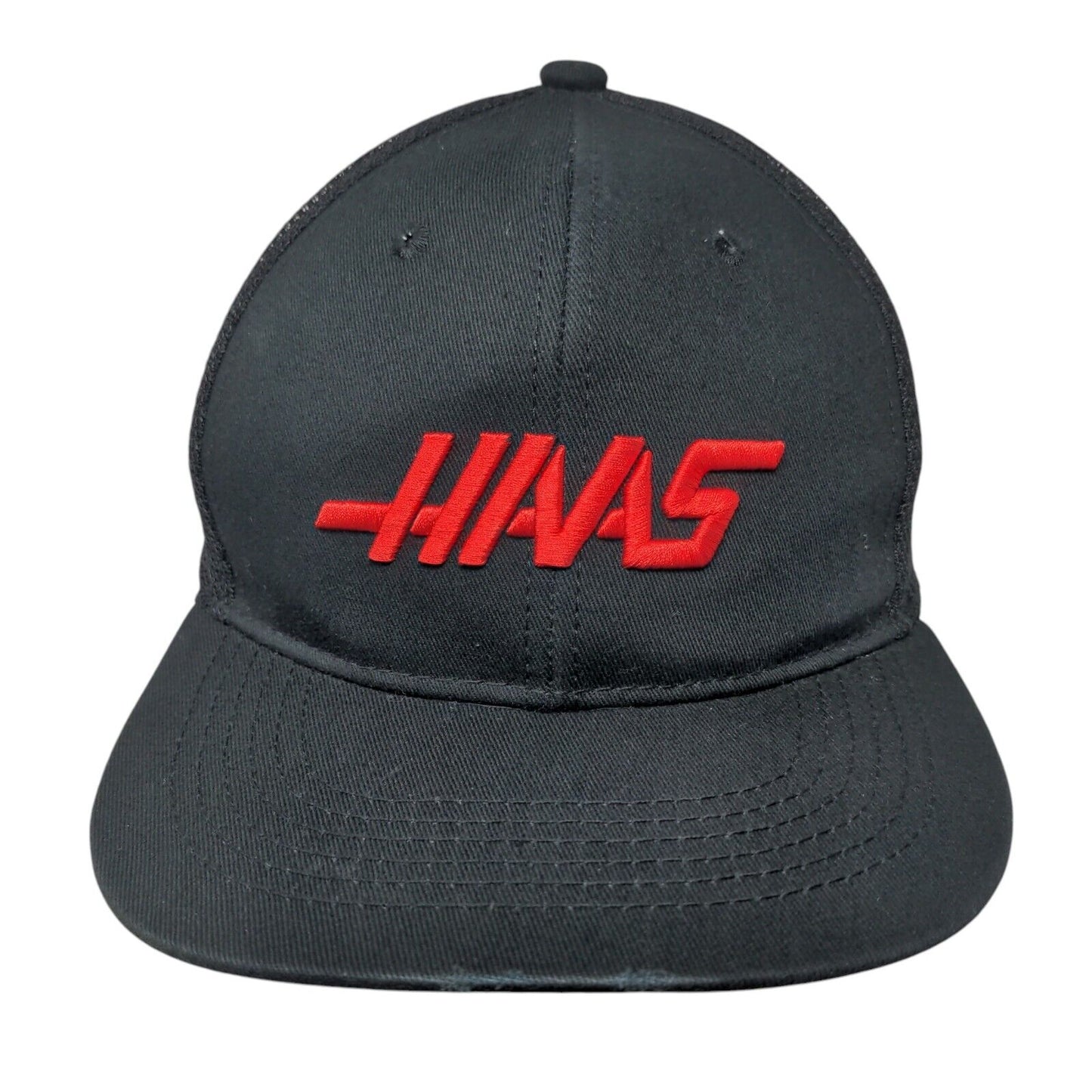 Haas Snapback Mesh Back Trucker Hat Black OSFA Adjustable Embroidered