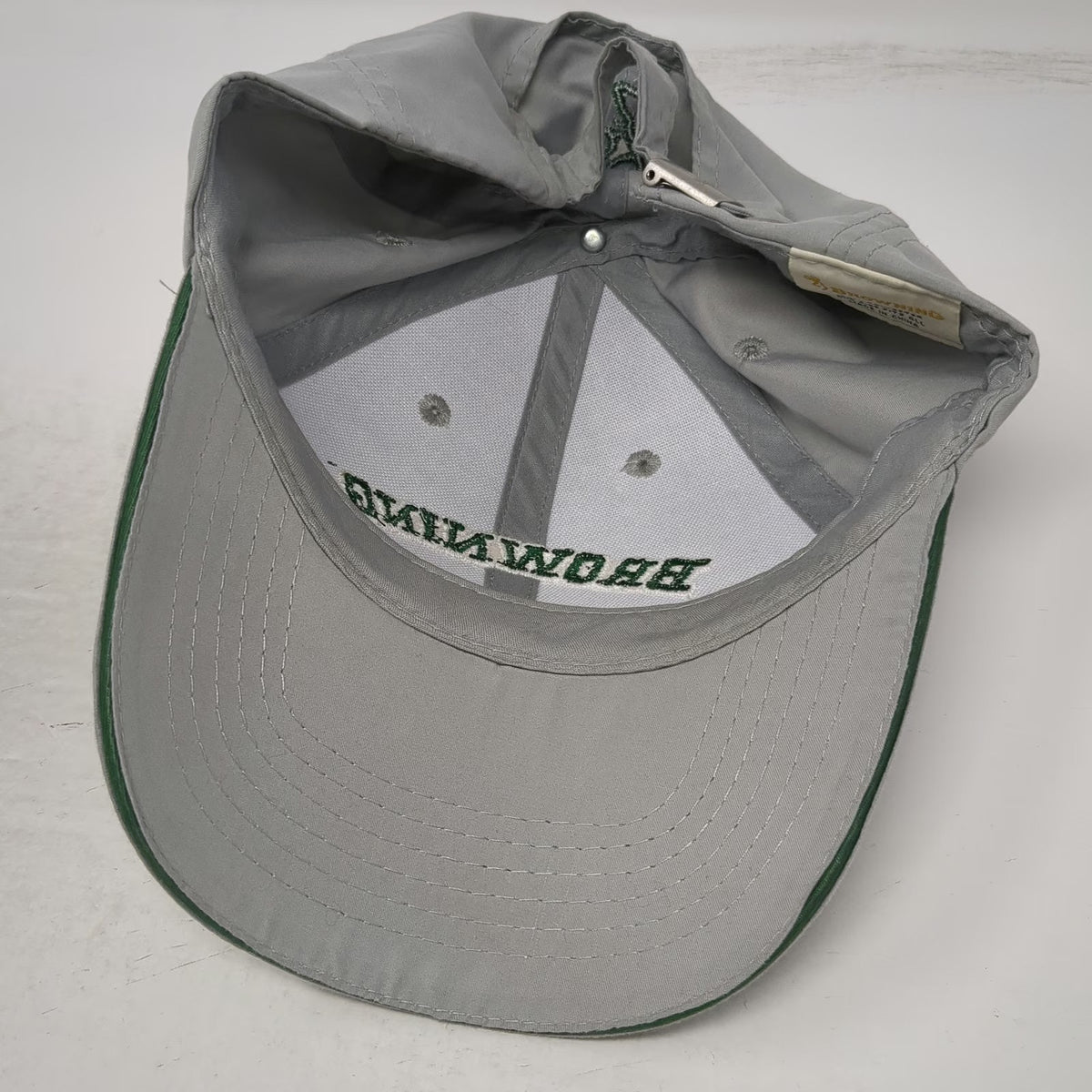 Browning Baseball Cap Gray One Size Buckmark Logo Embroidered Adjustable Strap