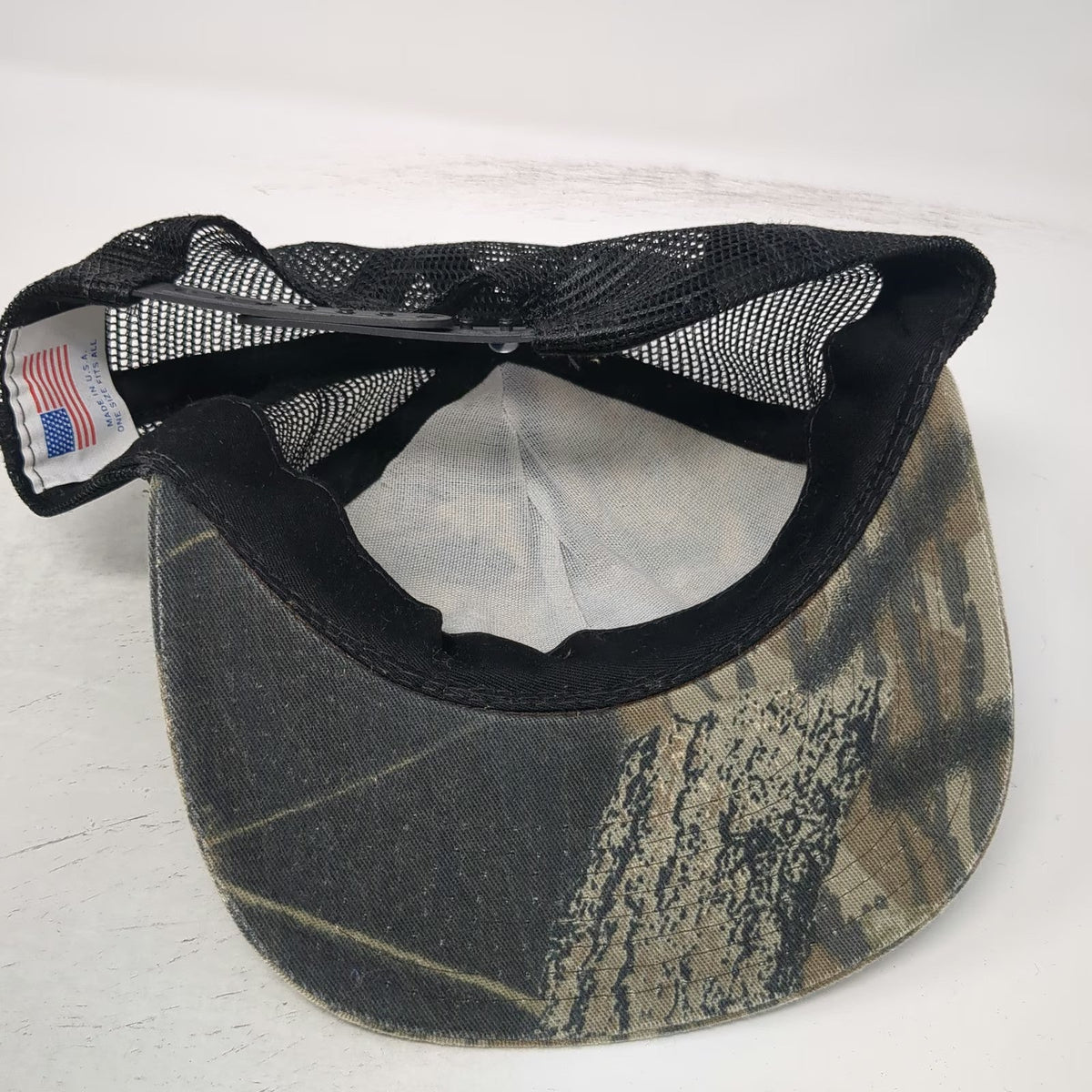 Wolf Mountain Trucker Hat Green Camo Mesh Snapback USA Made Hunting Vintage