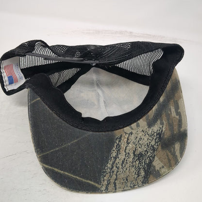 Wolf Mountain Trucker Hat Green Camo Mesh Snapback USA Made Hunting Vintage