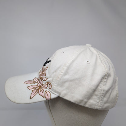 Bud Girl Strapback Hat White One Size Adjustable Embroidered Flowers