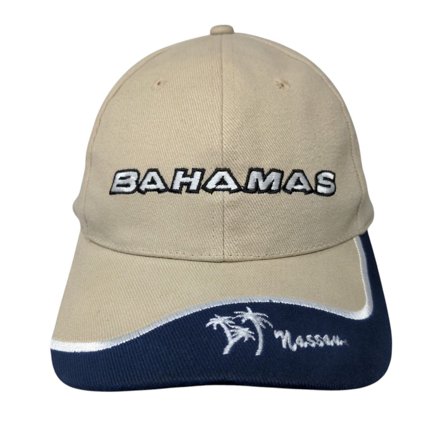 Bahamas Nassau Strapback Hat Tan 58cm Adjustable Embroidered 6 Panel
