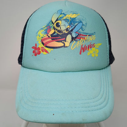 Disney Trucker Hat Blue Yellow Red One Size Stitch Catching Waves Mesh Snapback