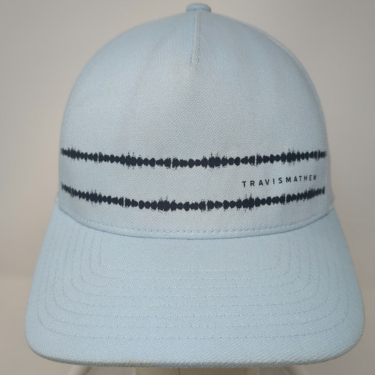 TravisMathew 5 Panel Blue One Size Snapback Hat Flexfit 110 Graphic Stripes