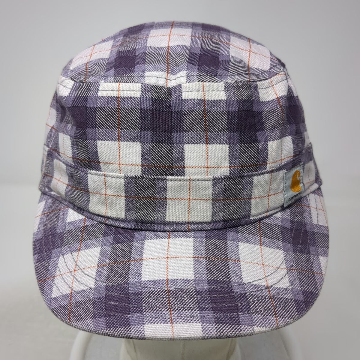 Carhartt Army Cap Purple White Plaid One Size Strapback Cotton Check Pattern Hat