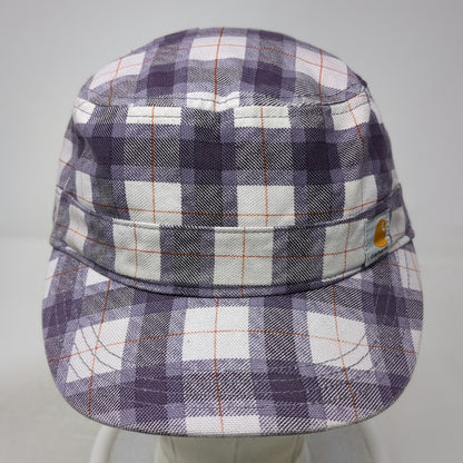 Carhartt Army Cap Purple White Plaid One Size Strapback Cotton Check Pattern Hat