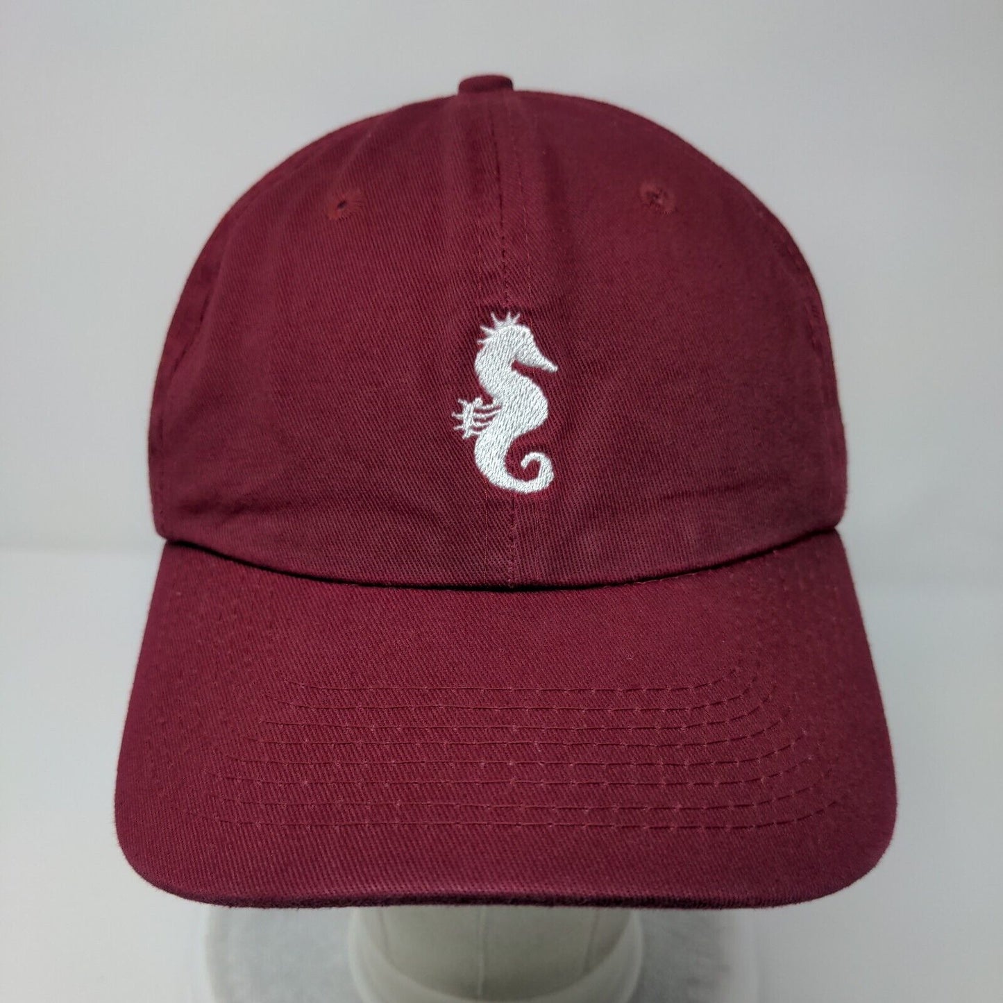 Sunny Co. Seahorse Strapback Hat Red OSFA Adjustable Embroidered