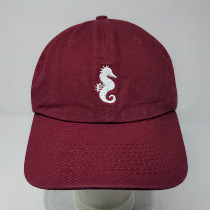 Sunny Co. Seahorse Strapback Hat Red OSFA Adjustable Embroidered