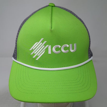 NameBrand Trucker Hat Green Gray One Size ICCU Logo Mesh Rope Snapback Cap