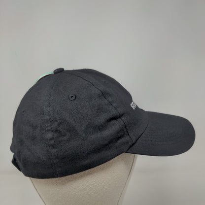Starbucks Strapback Hat Black OS Adjustable Embroidered Vented Holes 6 Panel