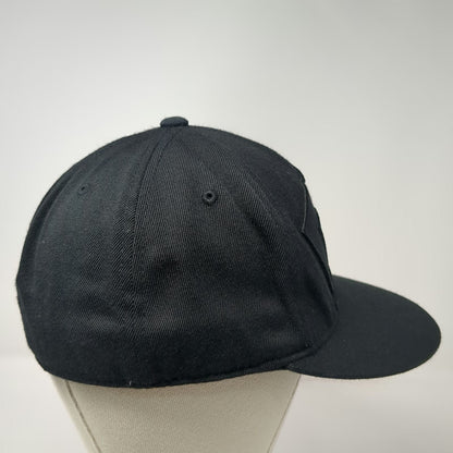 DC Baseball Cap Black 7 1/4 Tonal Logo Embroidery Flat Brim 210 Fitted Hat