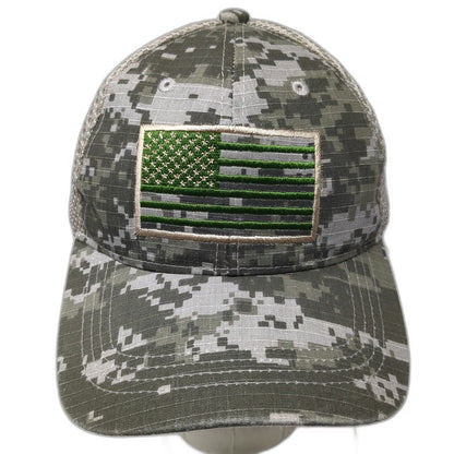 Green Camo Baseball Cap One Size Mesh Back American Flag Strapback Tactical Hat