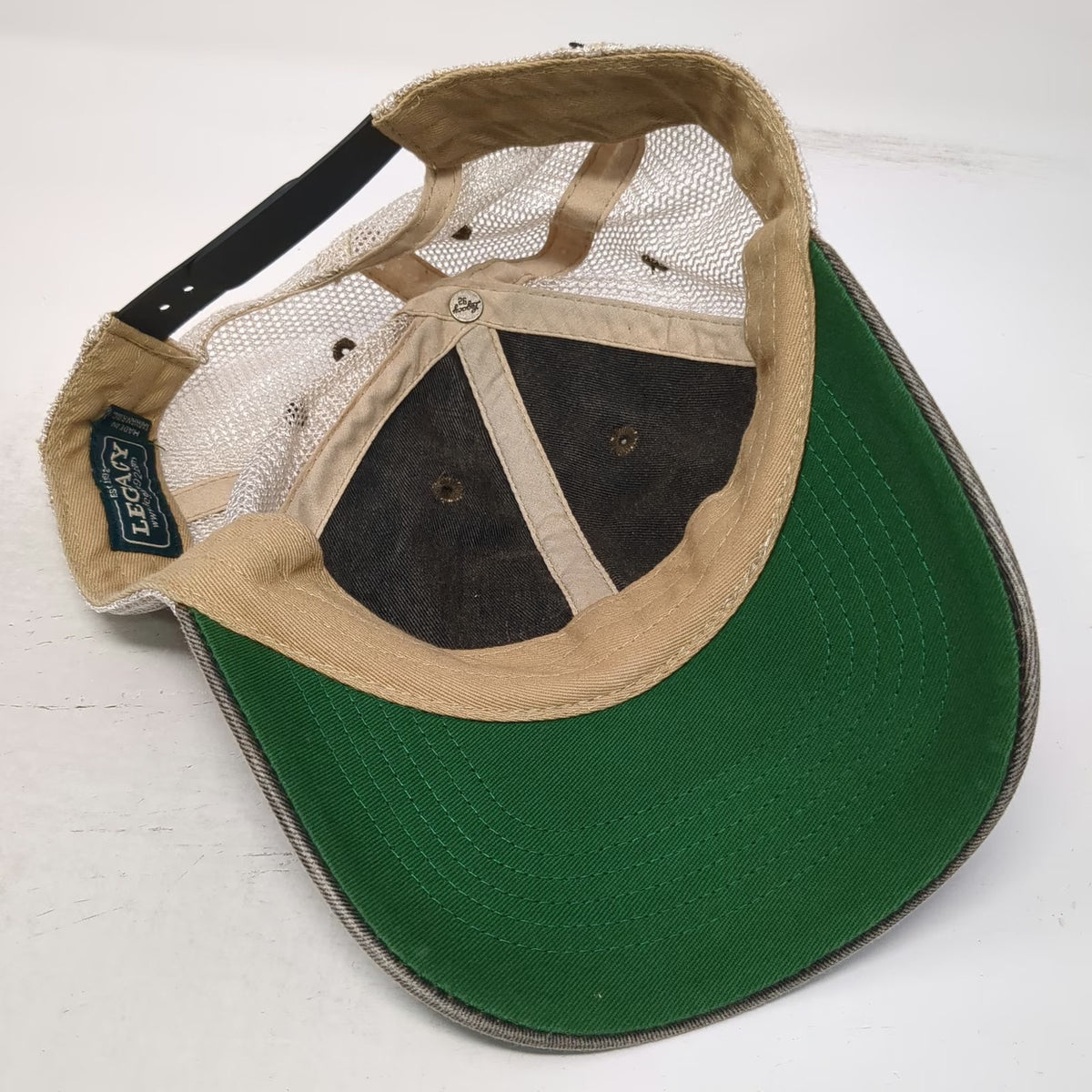 Legacy Trucker Hat Gray Beige Blue Yellow One Size Mountain Patch Snapback