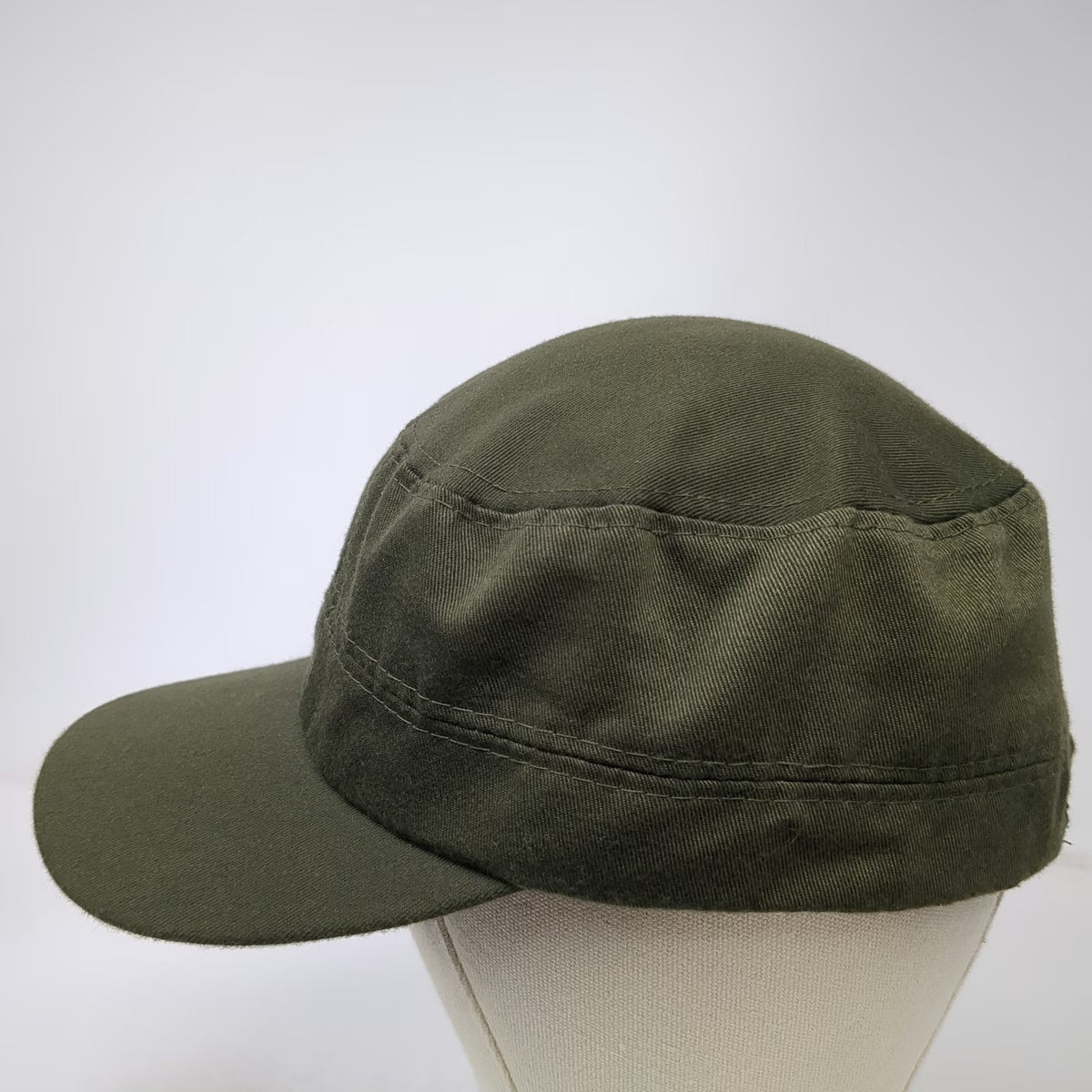 Army Cap Green One Size Hat Flat Crown Adjustable Strap Polyester Solid Color