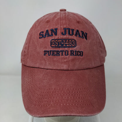 San Juan Puerto Rico Est. 1493 Slideback Hat Red OSFA Embroidered Ben Kaufman