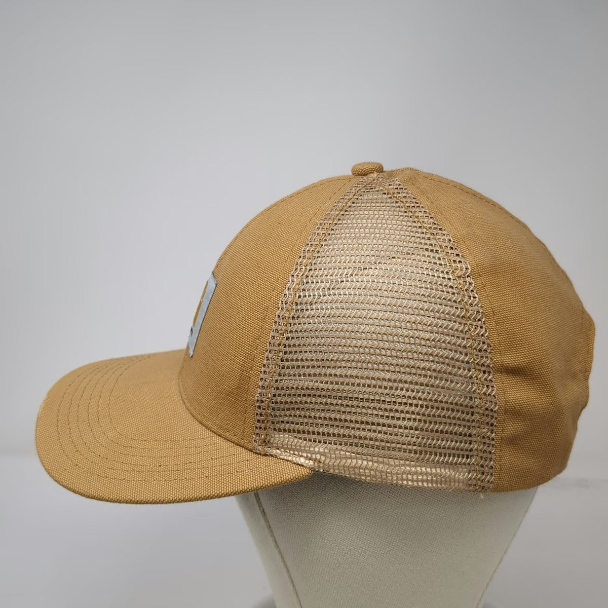 Carhartt Snapback Hat Brown Mesh Back Patch Made in USA Trucker Cap Vintage