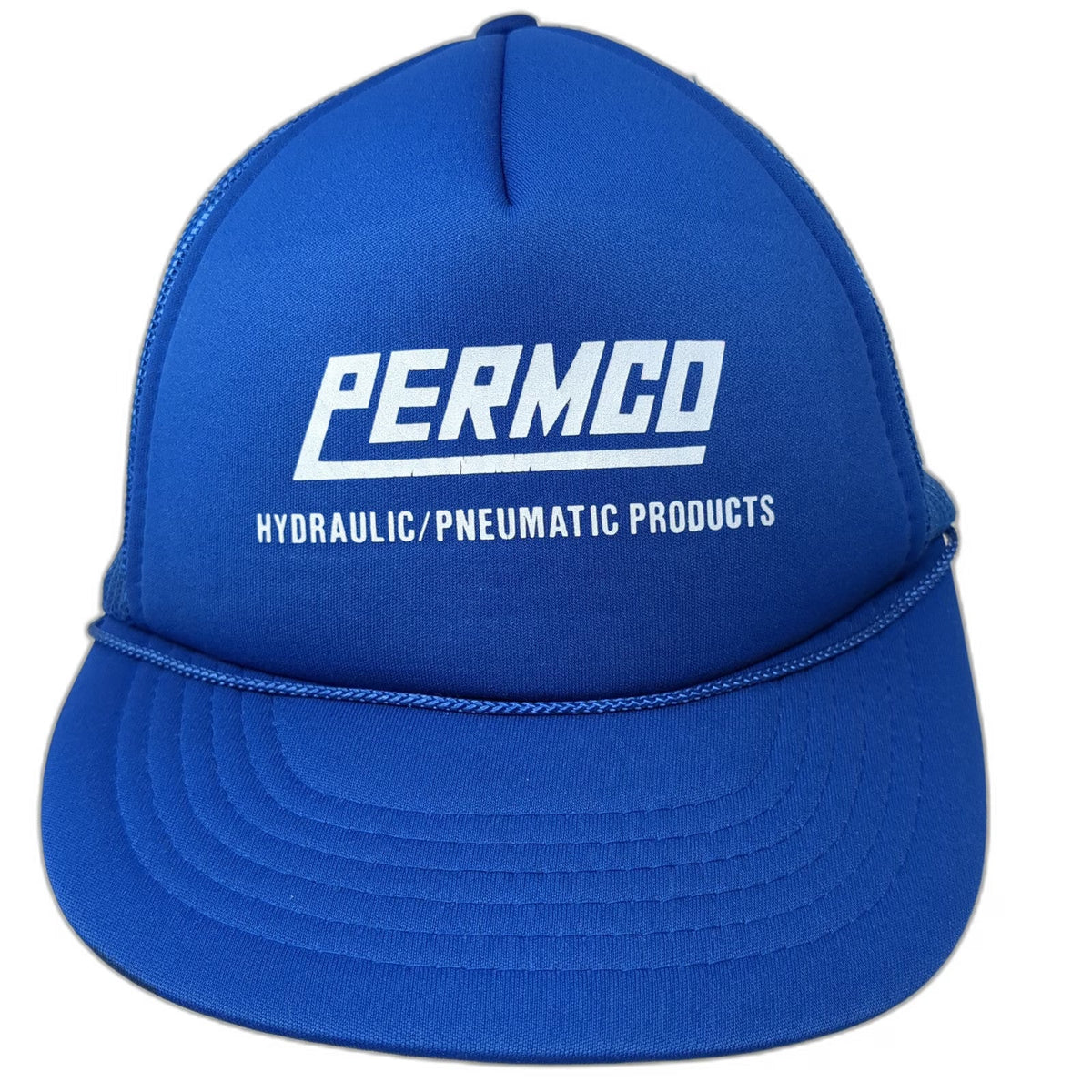 Mad Hatter Permco Blue One Size Trucker Hat Mesh Snapback Rope Foam Hydraulic