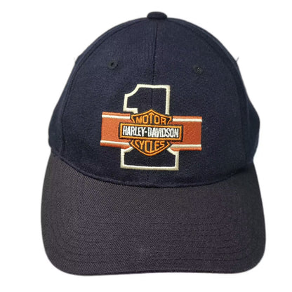 Harley-Davidson Baseball Cap Blue XL Embroidered #1 Bar & Shield Stretch Fit Hat