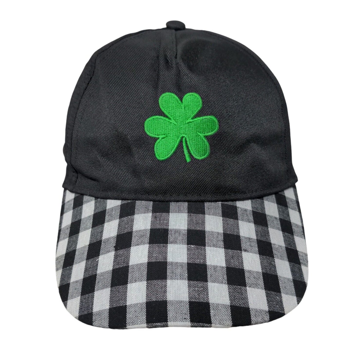 Clover Shamrock Strapback Hat Multicolor One Size Embroidered Check