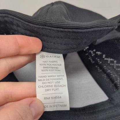GAIAM Strapback Hat Black OSFA Adjustable Breathable Emblem Blank Polyester