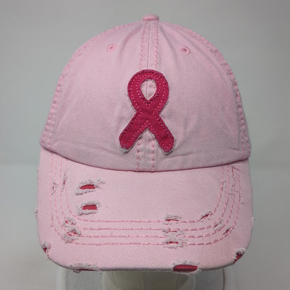 Pink Ribbon Hope Cancer Awareness Baseball Cap Pink OS Distressed Wild Wear