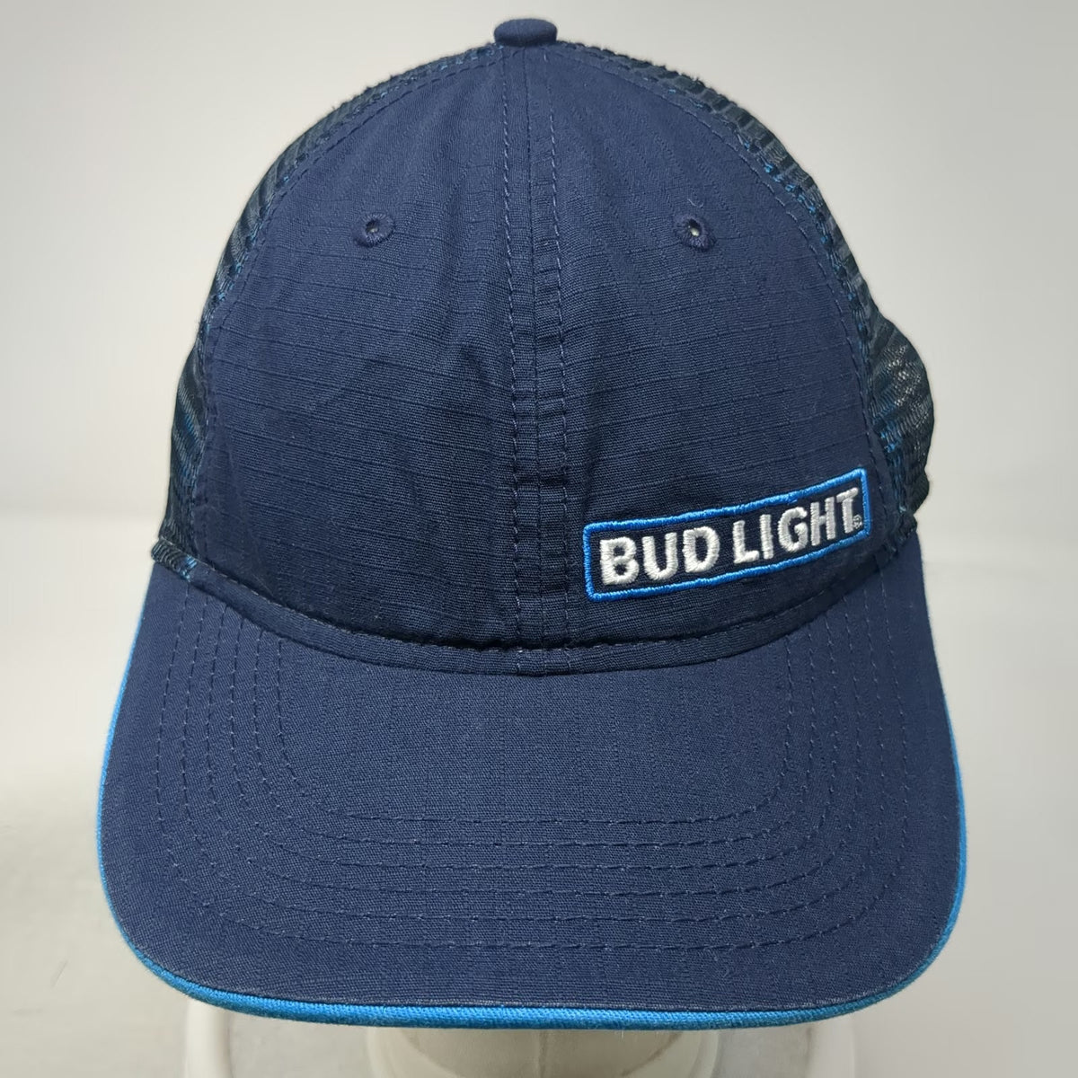 Bud Light Trucker Hat Blue OSFM Mesh Snapback Beer Contrast Sandwich Brim Hat