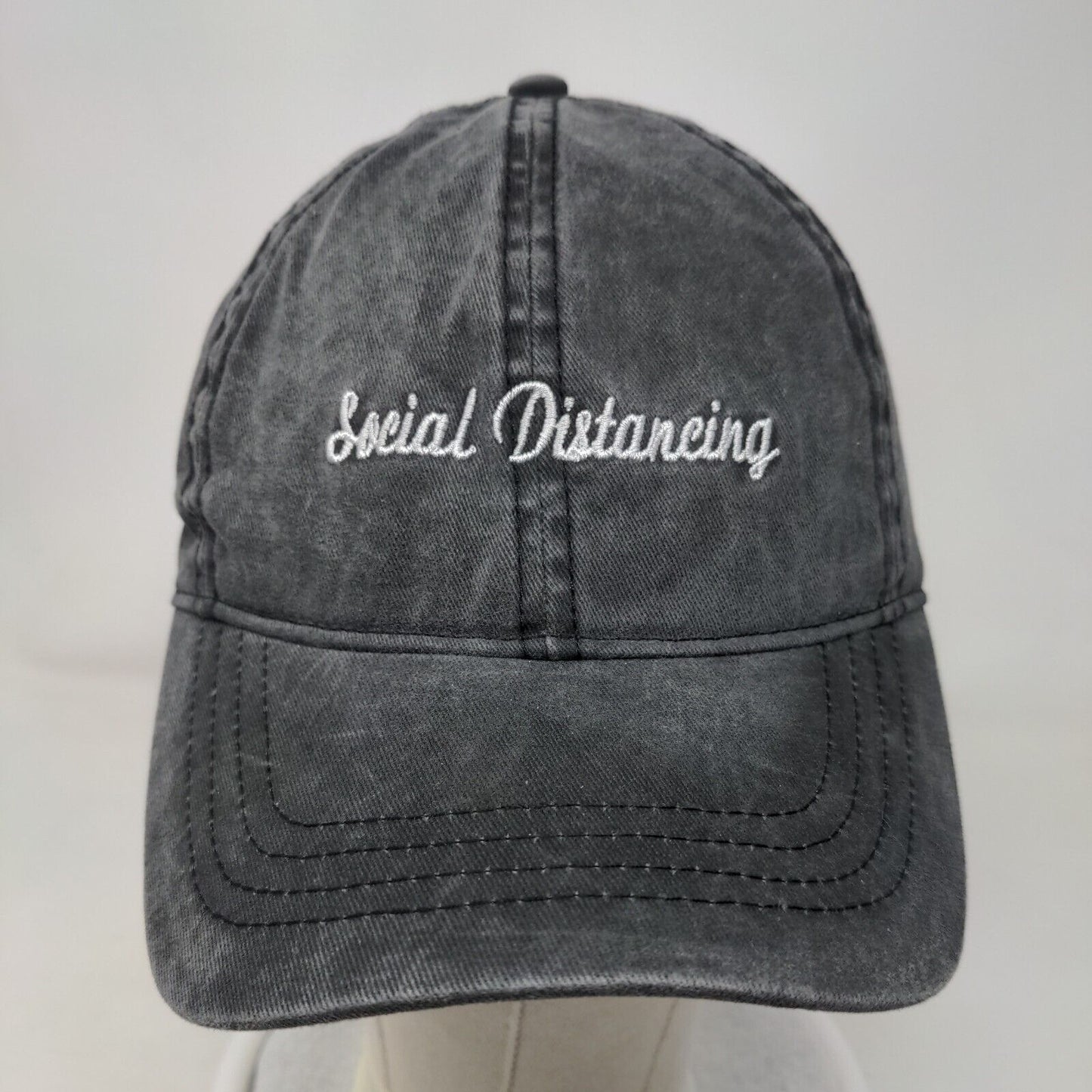 Social Distancing Slideback Hat Gray OSFM Adjustable Embroidered David and Young