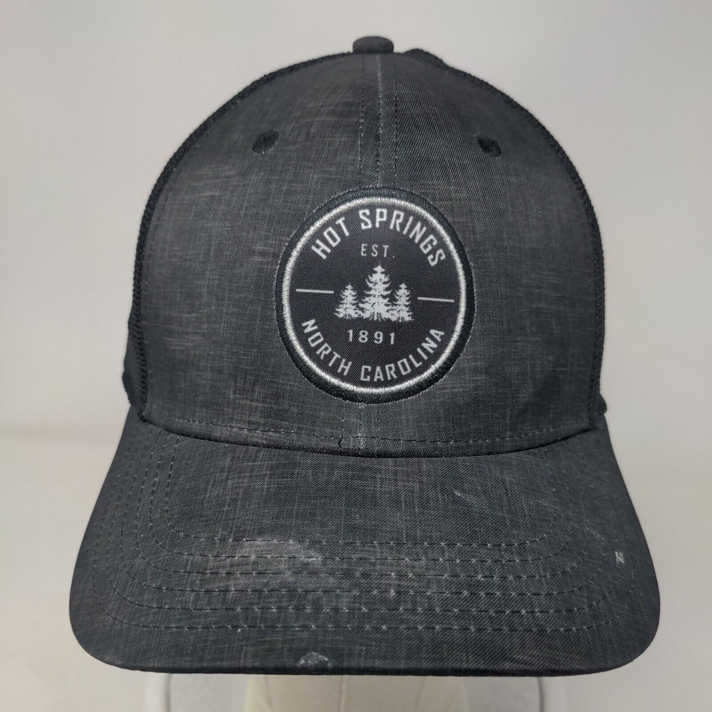 Hot Springs North Carolina Fitted Trucker Hat Black S/M Mesh Back Legacy