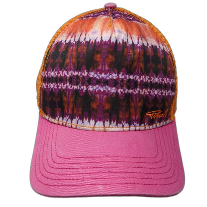 Prana Trucker Hat Orange Pink One Size Tie Dye Mesh Snapback Breathable Logo