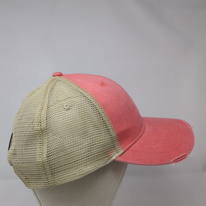 Crucifix Snapback Trucker Hat Pink OS Adjustable Mesh Back Distressed W/Tags