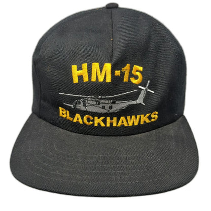 AADCO 5 Panel Black One Size Snapback HM-15 Blackhawks Helicopter Navy Hat Gear