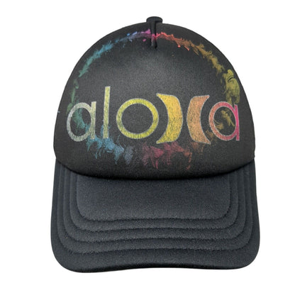 Aloha Hawaii Snapback Trucker Hat Black One Size Adjustable Mesh Back 6 Panel
