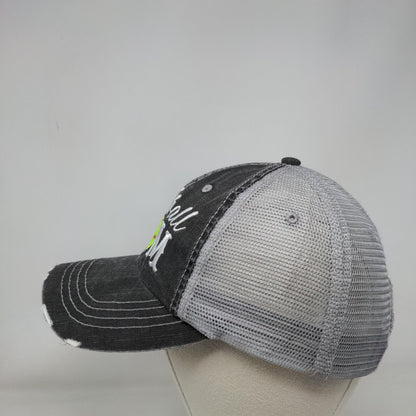 Softball Mom Strapback Trucker Hat Gray OSFA Adjustable Mesh Back Distressed