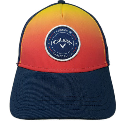 Callaway Trucker Hat Blue OSFM Sunset Gradient Patch Golf Carlsbad CA Snapback