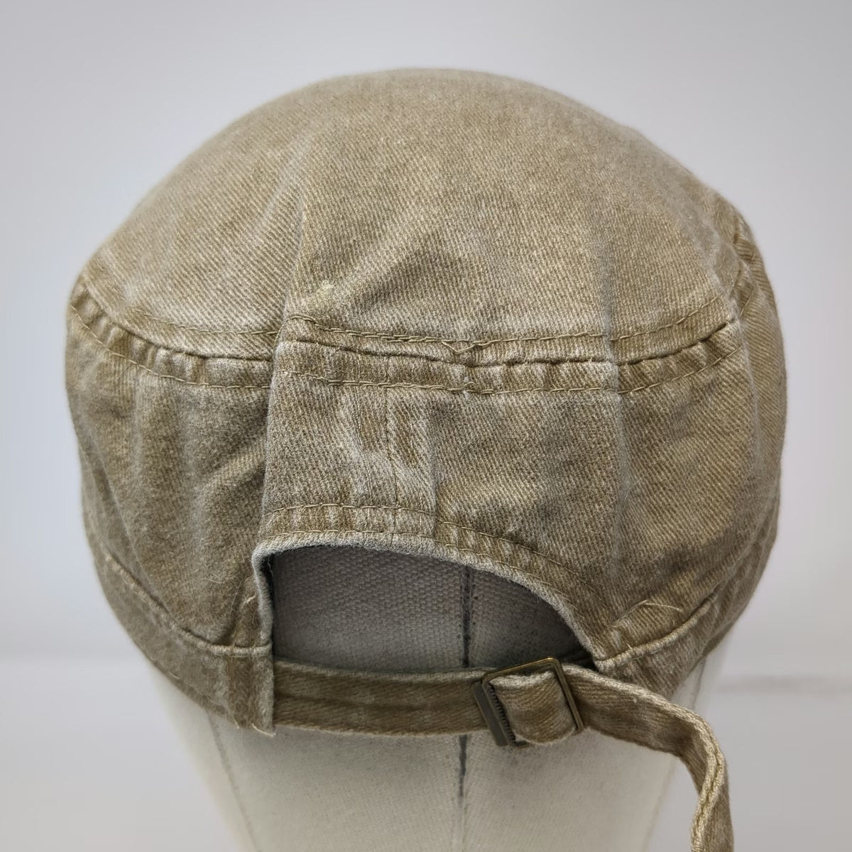 Army Cap Brown One Size Distressed Cotton Slideback Adjustable Flat Top Hat