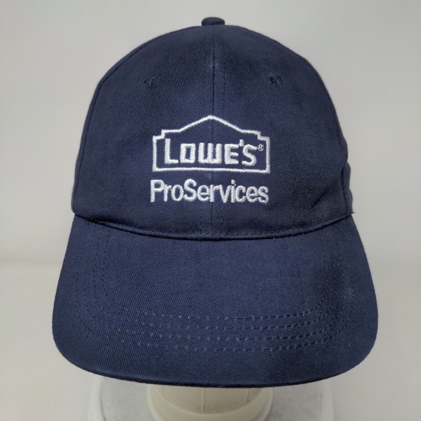 Lowe's Pro Services Strapback Hat Blue OSFA Embroidered Solid 6 Panel