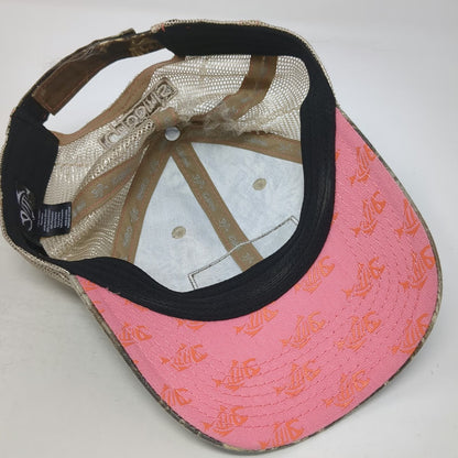 G.Loomis Trucker Hat Brown One Size Camo Mesh Pink Contrast Stitching Fish Logo