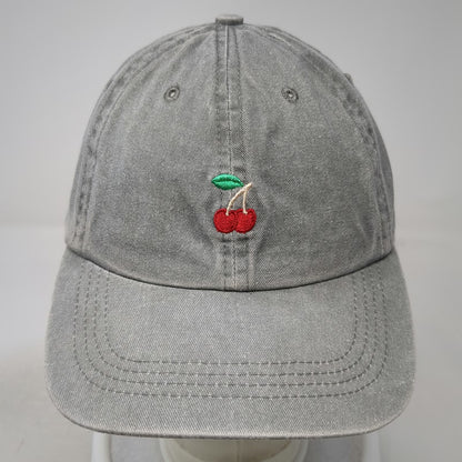 Headlines Baseball Cap Gray One Size Cherry Embroidery Adjustable Washed Cotton