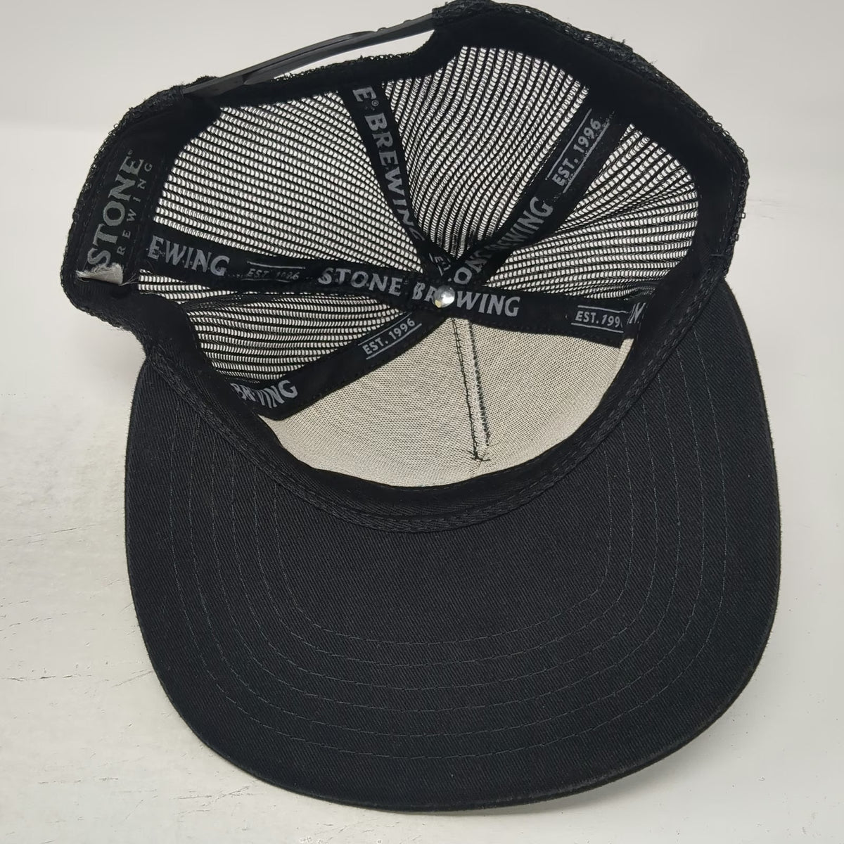 Stone Brewing Ripper Trucker Hat Black One Size Wave Pattern Mesh Snapback Patch