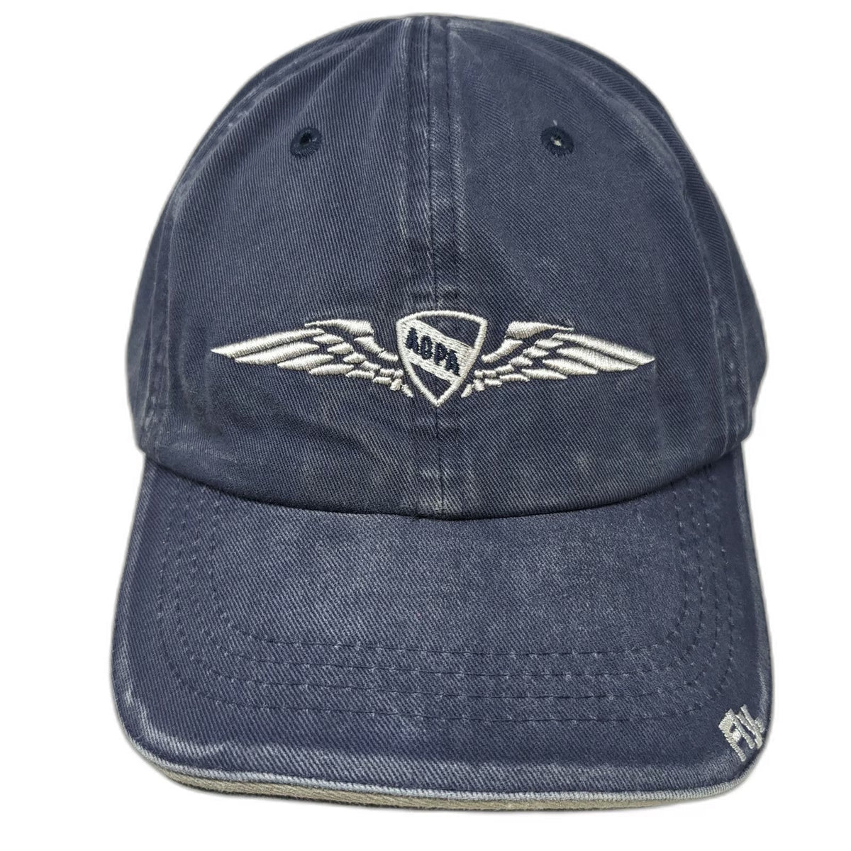 AOPA Baseball Cap Blue One Size Embroidered Logo Fly Brim Slideback Cotton hat