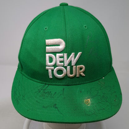 Flexfit Dew Tour Green 7 5/8 Baseball Cap Hat Autographed Signed Fitted Logo