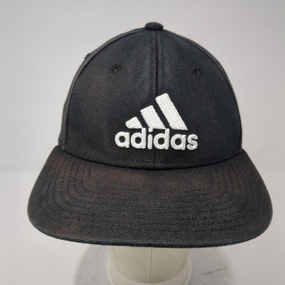 Adidas 3 Stripes Fitted Hat Black S/M Embroidered A-Flex 6 Panel