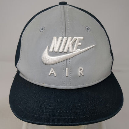 Nike Snapback Hat Blue Gray OSFM Air Swoosh Logo Flat Brim Cotton Embroidered