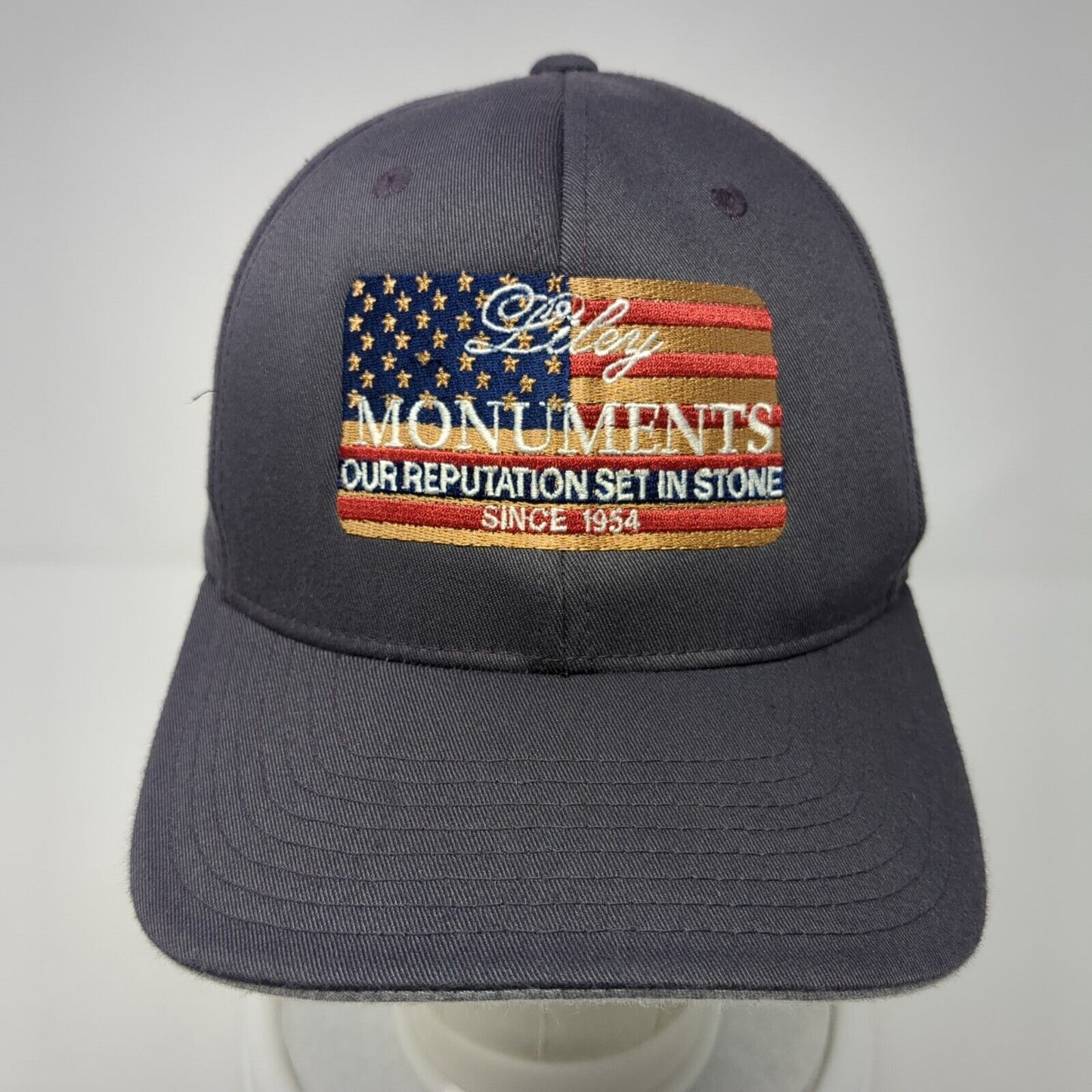 Liley Monuments Fitted Hat Gray Large American Flag Flexfit WearGuard
